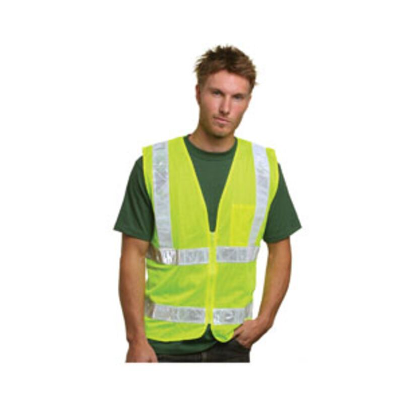 Unisex USA Made M2261L/SZ Class 2, Level 2 ANSI High Vis Mesh Safety Vest Thumbnail